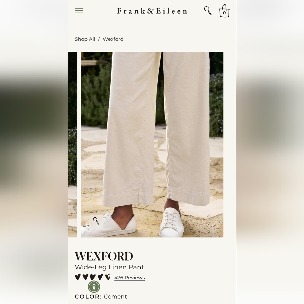 Frank & Eileen Cement Wexford Wide leg Linen Pants - Picture 8 of 10